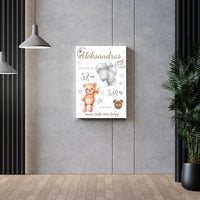 Personalizuota Vaiko Gimimo Metrikų Iliustracija ant drobės  Drobe -  dovanokis.lt
