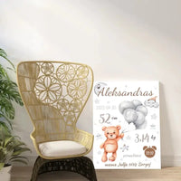 Personalizuota Vaiko Gimimo Metrikų Iliustracija ant drobės  Drobe -  dovanokis.lt