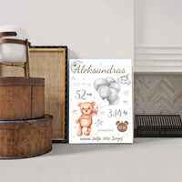 Personalizuota Vaiko Gimimo Metrikų Iliustracija ant drobės  Drobe -  dovanokis.lt