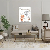 Personalizuota Vaiko Gimimo Metrikų Iliustracija ant drobės  Drobe -  dovanokis.lt