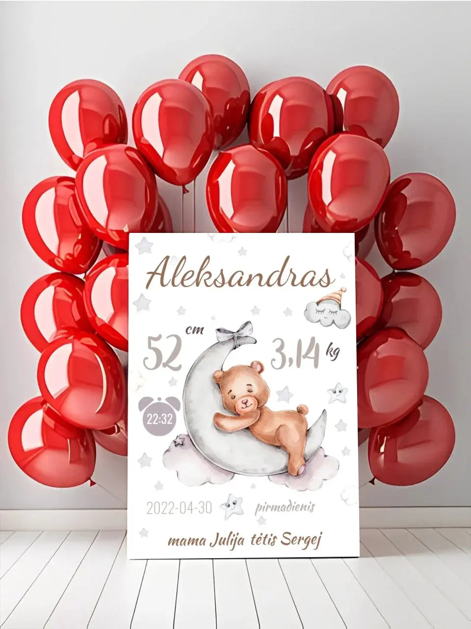 Personalizuota Vaiko Gimimo Metrikų Iliustracija ant drobės  Drobe -  dovanokis.lt