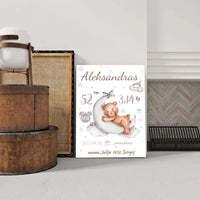 Personalizuota Vaiko Gimimo Metrikų Iliustracija ant drobės  Drobe -  dovanokis.lt