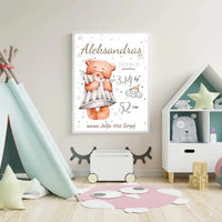 Personalizuota Vaiko Gimimo Metrikų Iliustracija, plakatas su rėmeliu  Customizer -  dovanokis.lt