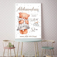 Personalizuota Vaiko Gimimo Metrikų Iliustracija, plakatas su rėmeliu  Customizer -  dovanokis.lt