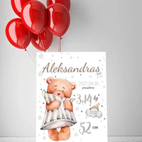 Personalizuota Vaiko Gimimo Metrikų Iliustracija ant drobės  Drobe -  dovanokis.lt