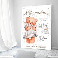 Personalizuota Vaiko Gimimo Metrikų Iliustracija ant drobės  Drobe -  dovanokis.lt