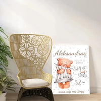 Personalizuota Vaiko Gimimo Metrikų Iliustracija ant drobės  Drobe -  dovanokis.lt