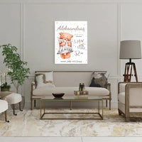 Personalizuota Vaiko Gimimo Metrikų Iliustracija ant drobės  Drobe -  dovanokis.lt