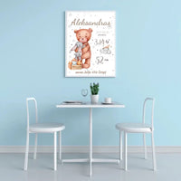 Personalizuota Vaiko Gimimo Metrikų Iliustracija, plakatas su rėmeliu  Customizer -  dovanokis.lt