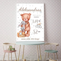 Personalizuota Vaiko Gimimo Metrikų Iliustracija, plakatas su rėmeliu  Customizer -  dovanokis.lt