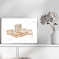 Personalizuotas plakatas su šeimos narių rankomis, 1-3 vaikai  Customizer -  dovanokis.lt