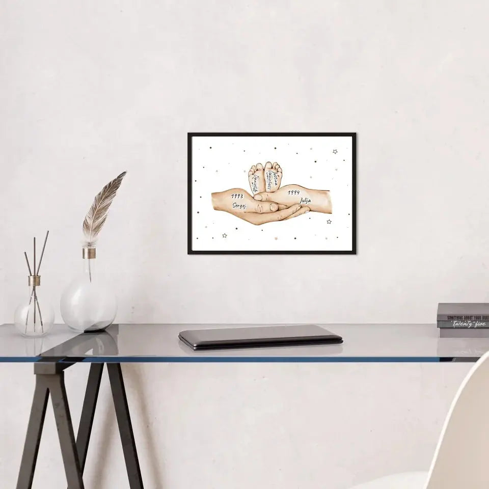 Personalizuotas plakatas su šeimos narių rankomis, 1-3 vaikai  Customizer -  dovanokis.lt