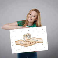 Personalizuota iliustracija ant drobės su šeimos narių rankomis, 1-3 vaikai  Drobe -  dovanokis.lt