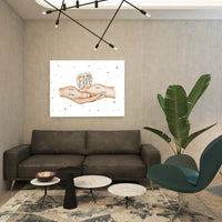 Personalizuota iliustracija ant drobės su šeimos narių rankomis, 1-3 vaikai  Drobe -  dovanokis.lt