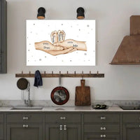 Personalizuota iliustracija ant drobės su šeimos narių rankomis, 1-3 vaikai  Drobe -  dovanokis.lt