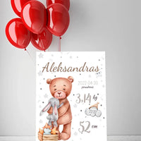 Personalizuota Vaiko Gimimo Metrikų Iliustracija ant drobės  Drobe -  dovanokis.lt