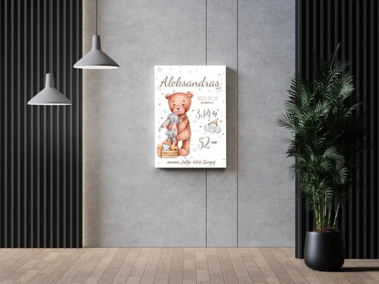 Personalizuota Vaiko Gimimo Metrikų Iliustracija ant drobės  Drobe -  dovanokis.lt