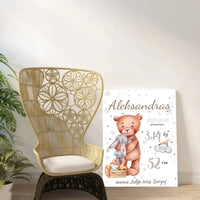Personalizuota Vaiko Gimimo Metrikų Iliustracija ant drobės  Drobe -  dovanokis.lt