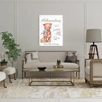 Personalizuota Vaiko Gimimo Metrikų Iliustracija ant drobės  Drobe -  dovanokis.lt