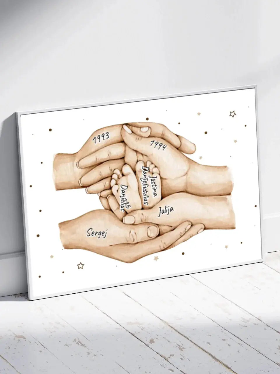 Personalizuotas plakatas su šeimos narių rankomis, 1-3 vaikai  Customizer -  dovanokis.lt