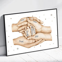 Personalizuotas plakatas su šeimos narių rankomis, 1-3 vaikai  Customizer -  dovanokis.lt