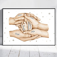 Personalizuotas plakatas su šeimos narių rankomis, 1-3 vaikai  Customizer -  dovanokis.lt