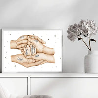Personalizuotas plakatas su šeimos narių rankomis, 1-3 vaikai  Customizer -  dovanokis.lt