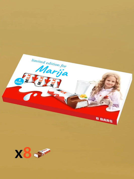 Personalizuota Kinder 8 batonėlių šokoladinė dėžutė su jūsų nuotrauka  Šokoladas -  dovanokis.lt