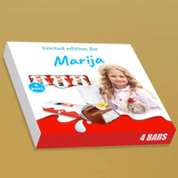 Personalizuota Kinder 4 batonėlių šokoladinė dėžutė su jūsų nuotrauka TeeInBlue Šokoladas