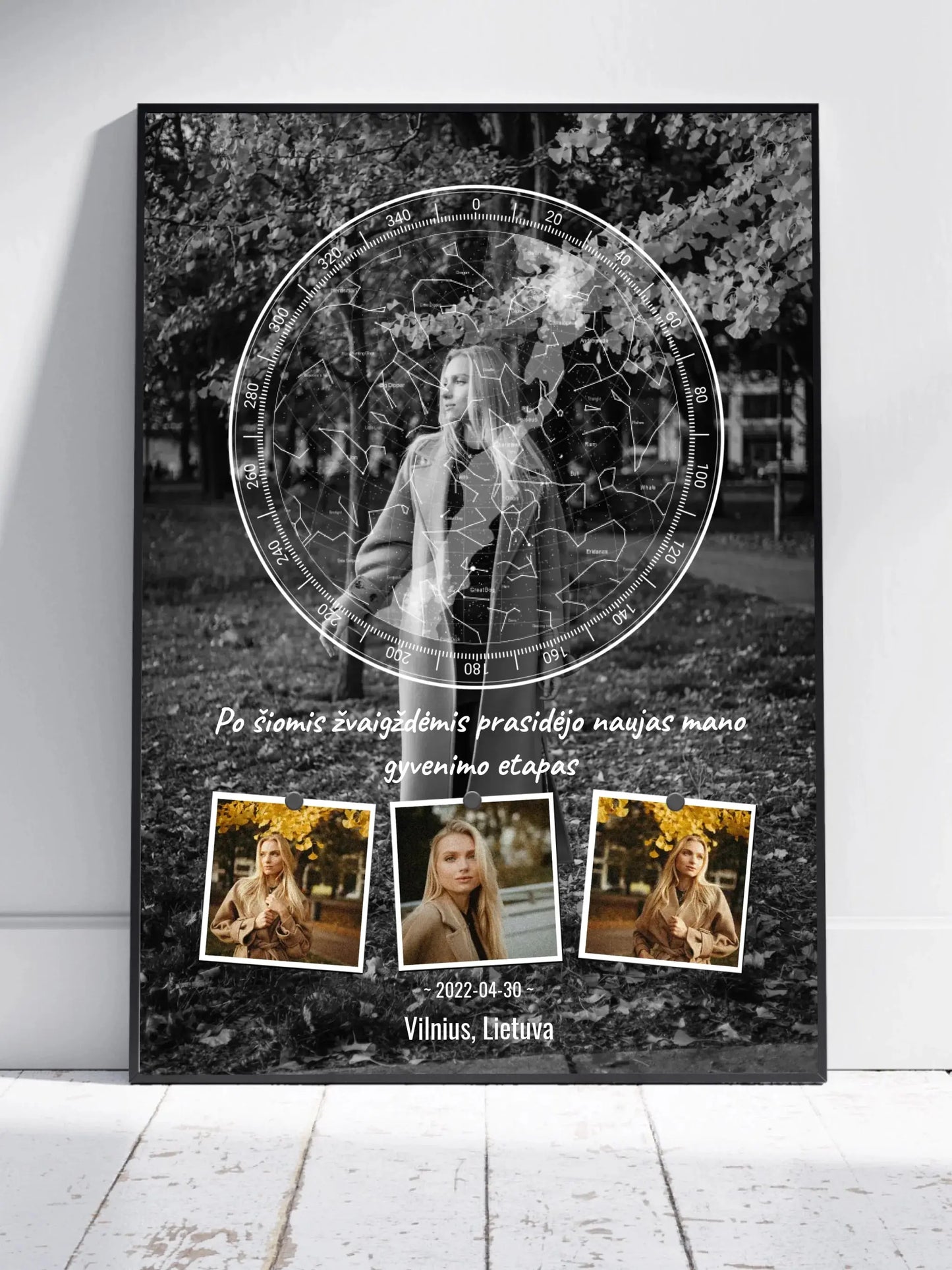 Personalizuotas žvaigždžių žemėlapis, plakatas su rėmeliu  Posteris(Plakatas) -  dovanokis.lt