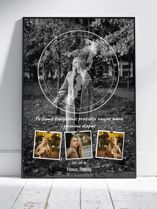 Personalizuotas žvaigždžių žemėlapis, plakatas su rėmeliu  Posteris(Plakatas) -  dovanokis.lt
