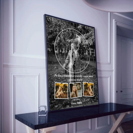 Personalizuotas žvaigždžių žemėlapis, plakatas su rėmeliu  Posteris(Plakatas) -  dovanokis.lt