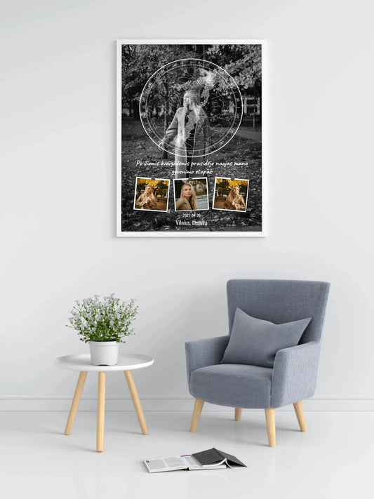 Personalizuotas žvaigždžių žemėlapis, plakatas su rėmeliu  Posteris(Plakatas) -  dovanokis.lt