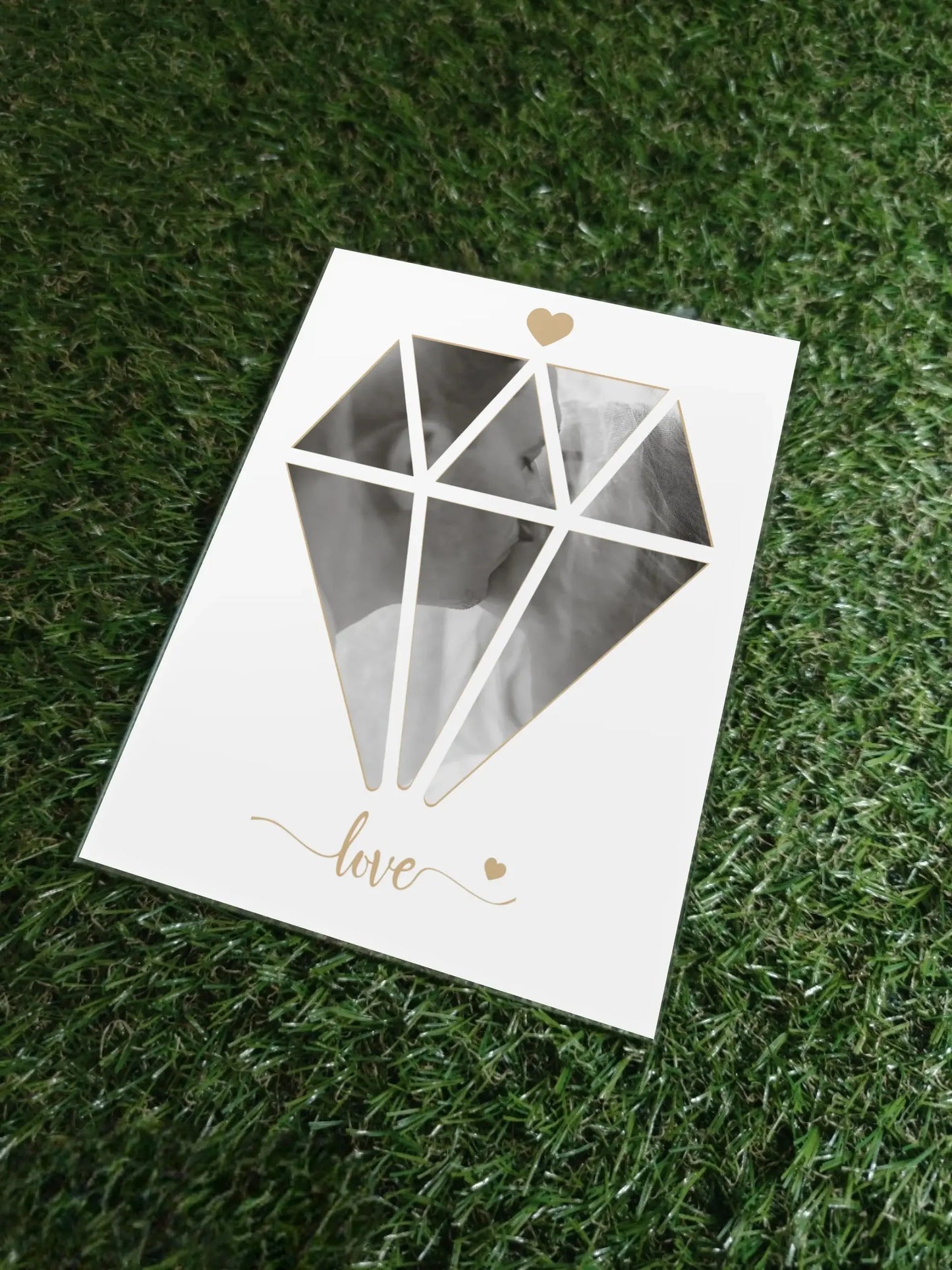 Personalizuotas Deimanto formos Meilės stiklinis posteris su jūsų nuotrauka  Stiklas -  dovanokis.lt