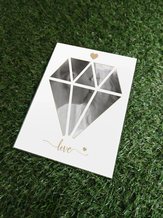 Personalizuotas Deimanto formos Meilės stiklinis posteris su jūsų nuotrauka  Stiklas -  dovanokis.lt