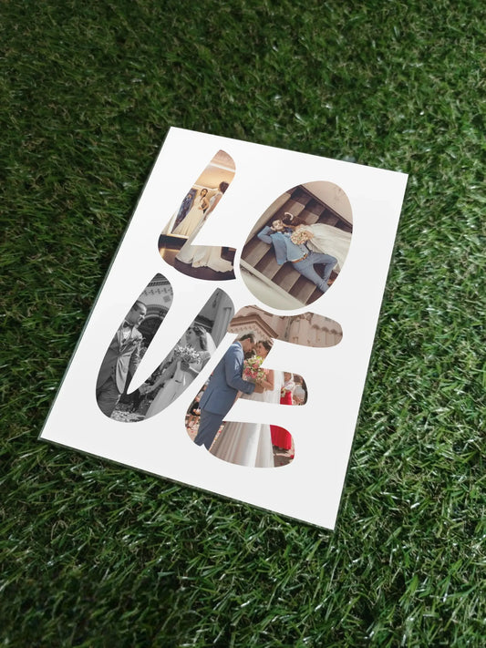 Personalizuotas LOVE raidės stiklinis posteris su jūsų nuotraukomis  Stiklas -  dovanokis.lt