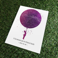 Personalizuotas vaikiškas žvaigždžių žemėlapis mergaitei 2, stiklinis posteris  Stiklas -  dovanokis.lt