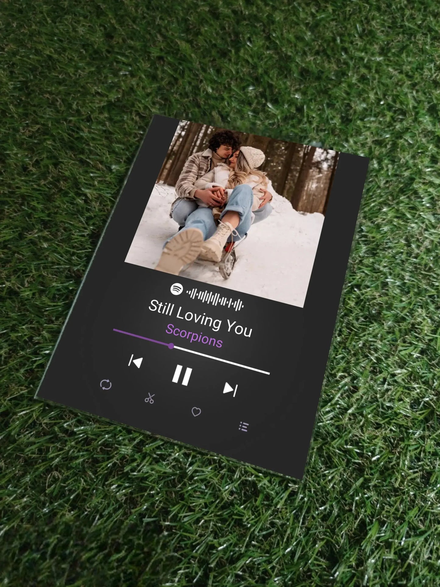 Personalizuotas Spotify muzikos grotuvo stiklinis posteris su jūsų nuotrauka, daina ir spotify kodu  Stiklas -  dovanokis.lt