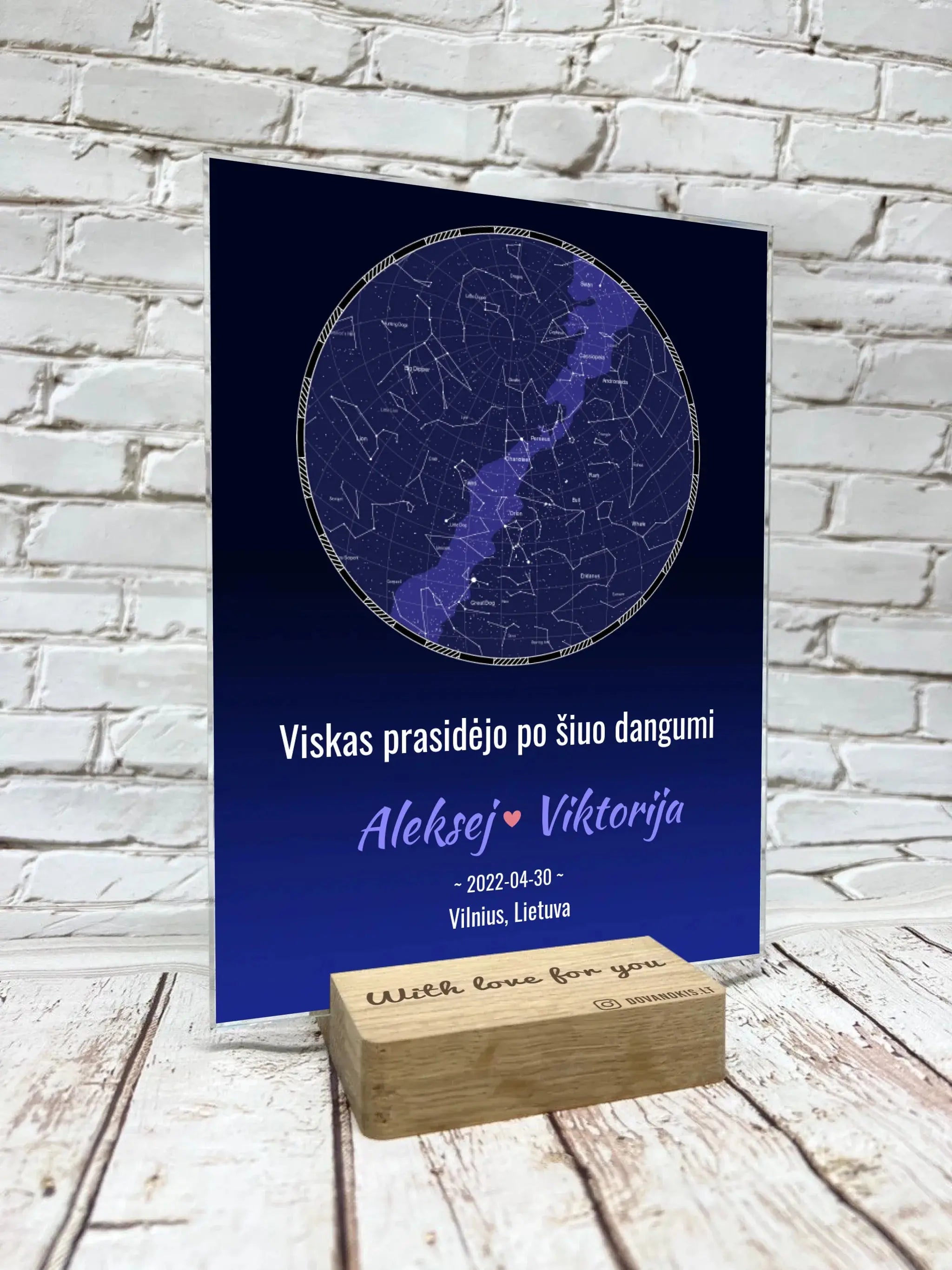 Personalizuotas žvaigždžių žemėlapis, stiklinis posteris. DVNS-023  Stiklas -  dovanokis.lt