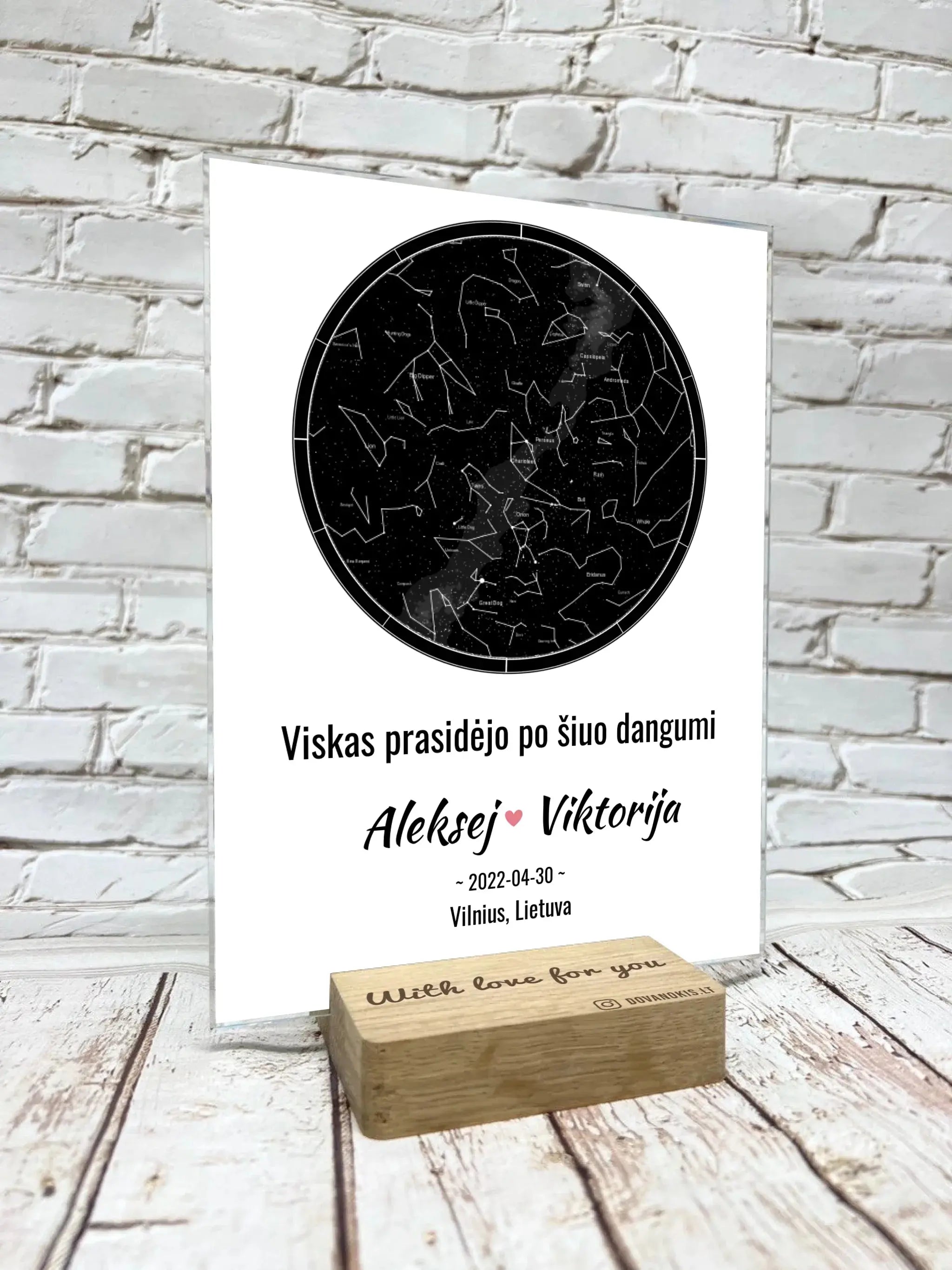 Personalizuotas žvaigždžių žemėlapis, stiklinis posteris. DVNS-018  Stiklas -  dovanokis.lt