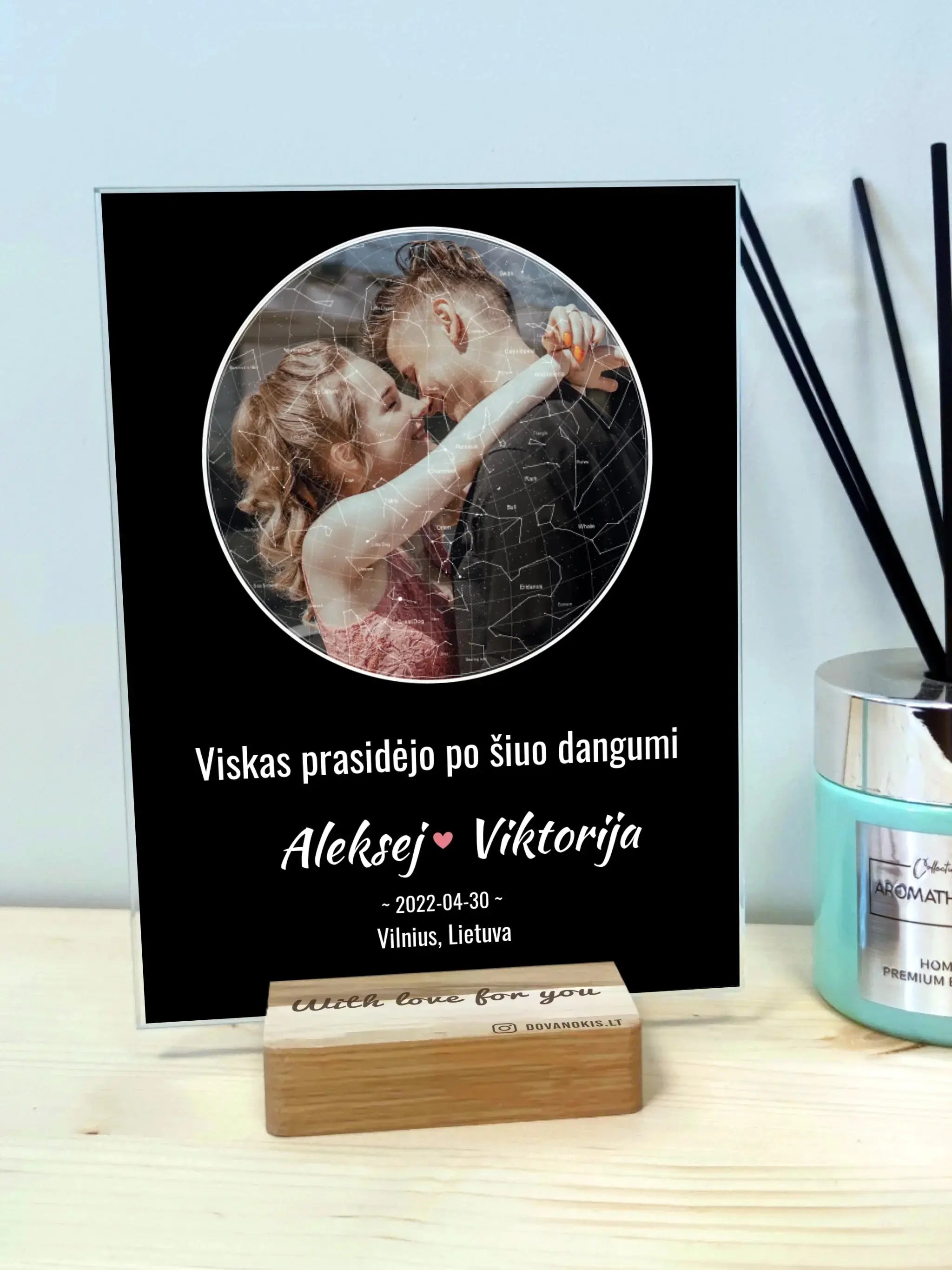 Personalizuotas žvaigždžių žemėlapis, stiklinis posteris. DVNS-020  Stiklas -  dovanokis.lt