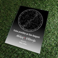 Personalizuotas žvaigždžių žemėlapis, stiklinis posteris. DVNS-020A  Stiklas -  dovanokis.lt