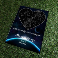 Personalizuotas žvaigždžių žemėlapis, stiklinis posteris. DVNS-014A  Stiklas -  dovanokis.lt