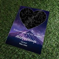 Personalizuotas žvaigždžių žemėlapis, stiklinis posteris. DVNS-010A  Stiklas -  dovanokis.lt