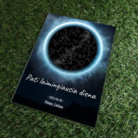 Personalizuotas žvaigždžių žemėlapis, stiklinis posteris. DVNS-008A  Stiklas -  dovanokis.lt