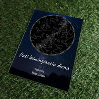 Personalizuotas žvaigždžių žemėlapis, stiklinis posteris. DVNS-016A  Stiklas -  dovanokis.lt