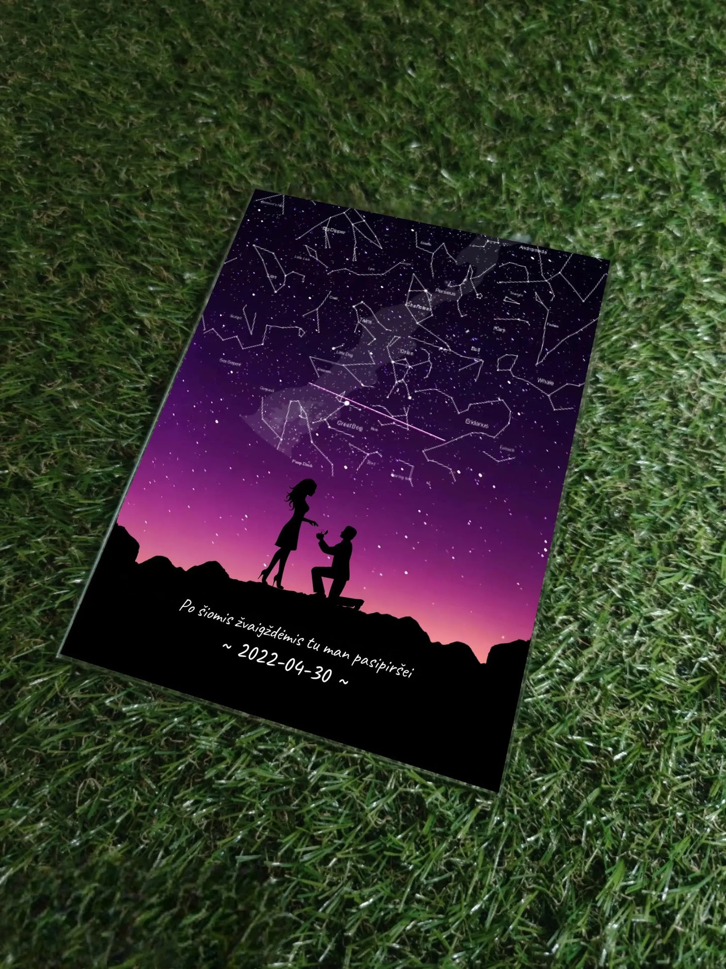 Personalizuotas žvaigždžių žemėlapis, stiklinis posteris. DVNS-002C  Stiklas -  dovanokis.lt