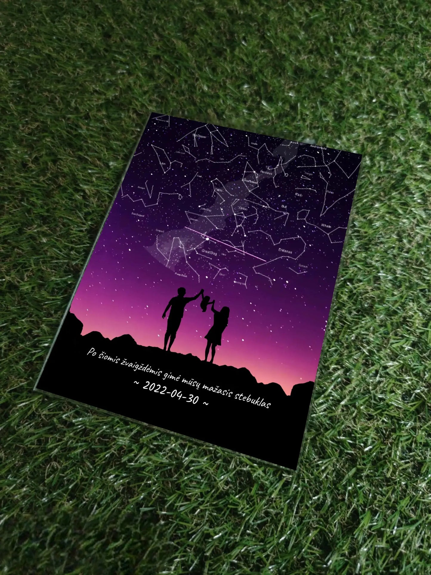 Personalizuotas žvaigždžių žemėlapis, stiklinis posteris. DVNS-002D  Stiklas -  dovanokis.lt