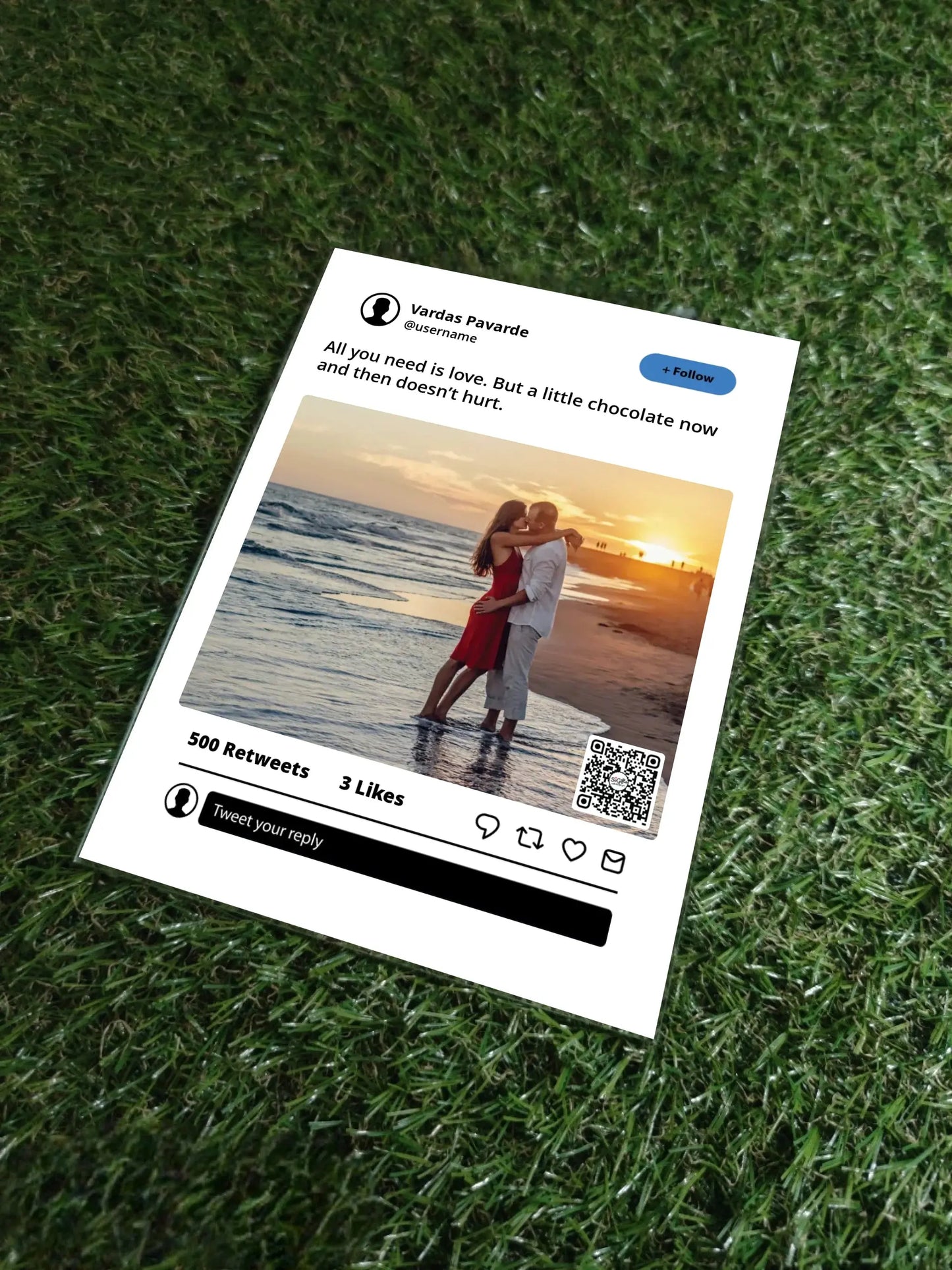 Personalizuotas "Twitter" dizaino kūrinys ant stiklo su jūsų nuotrauka ir tekstu  Stiklas -  dovanokis.lt