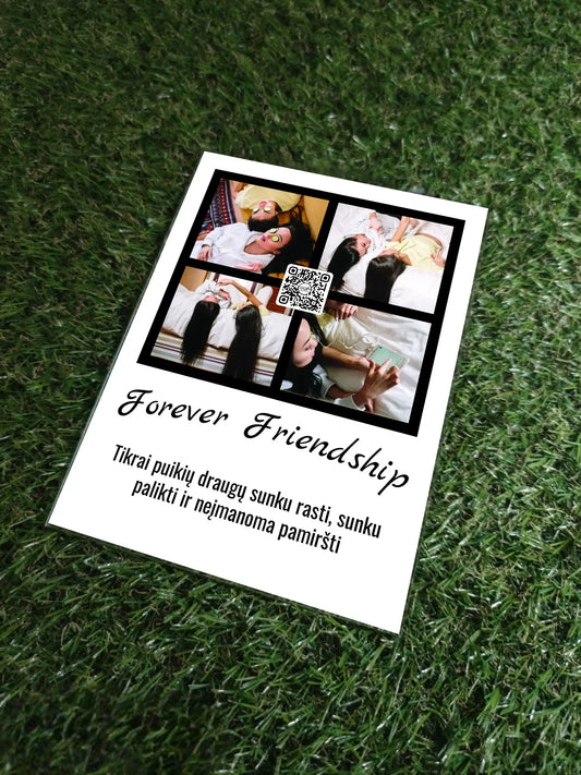 Personalizuotas "Forever Friendship" dizaino kūrinys ant stiklo su jūsų nuotraukomis ir tekstu  Stiklas -  dovanokis.lt